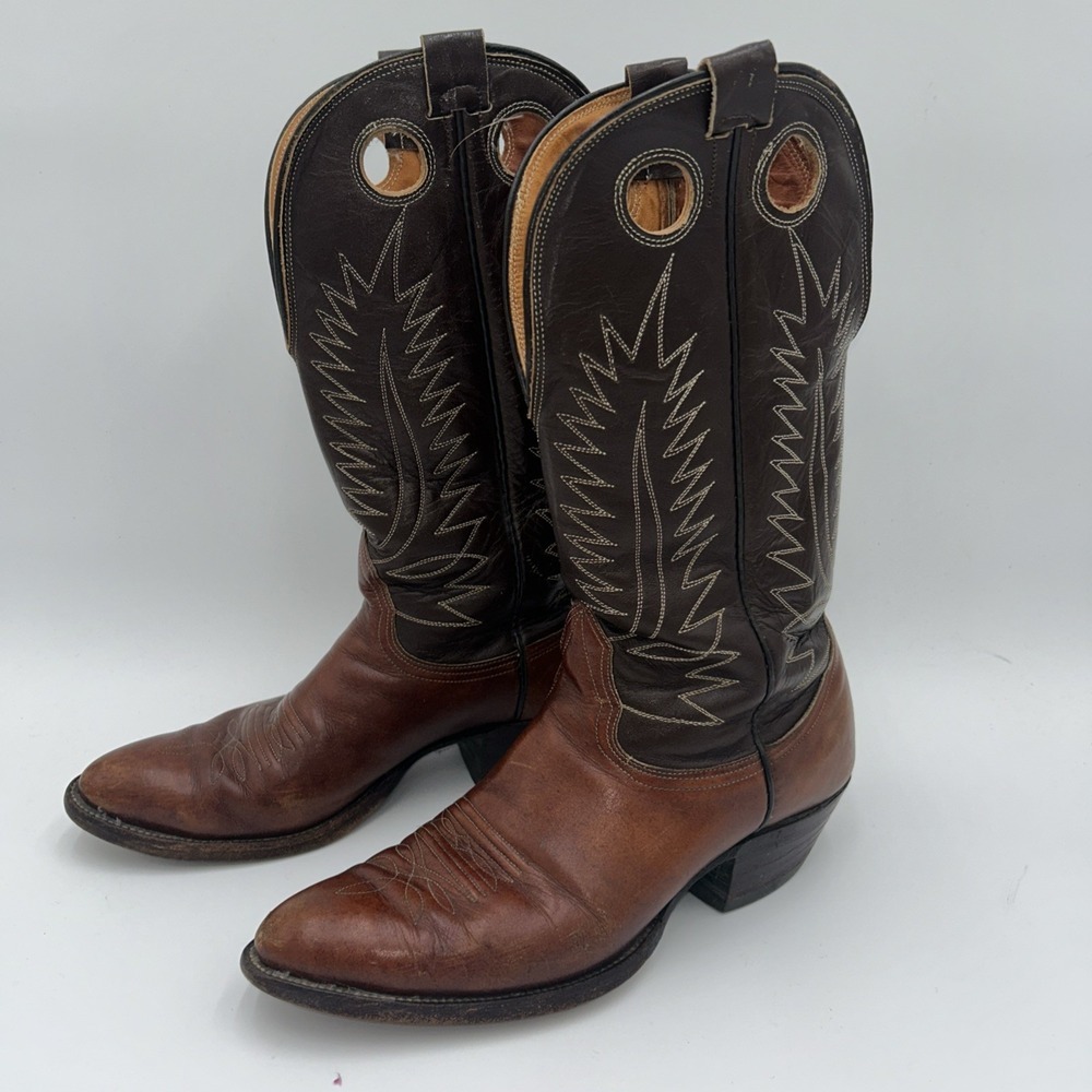 Vintage Nocona Cowboy Boots‎ Women's Size 9.5 D Two Toned Leather Western Boots